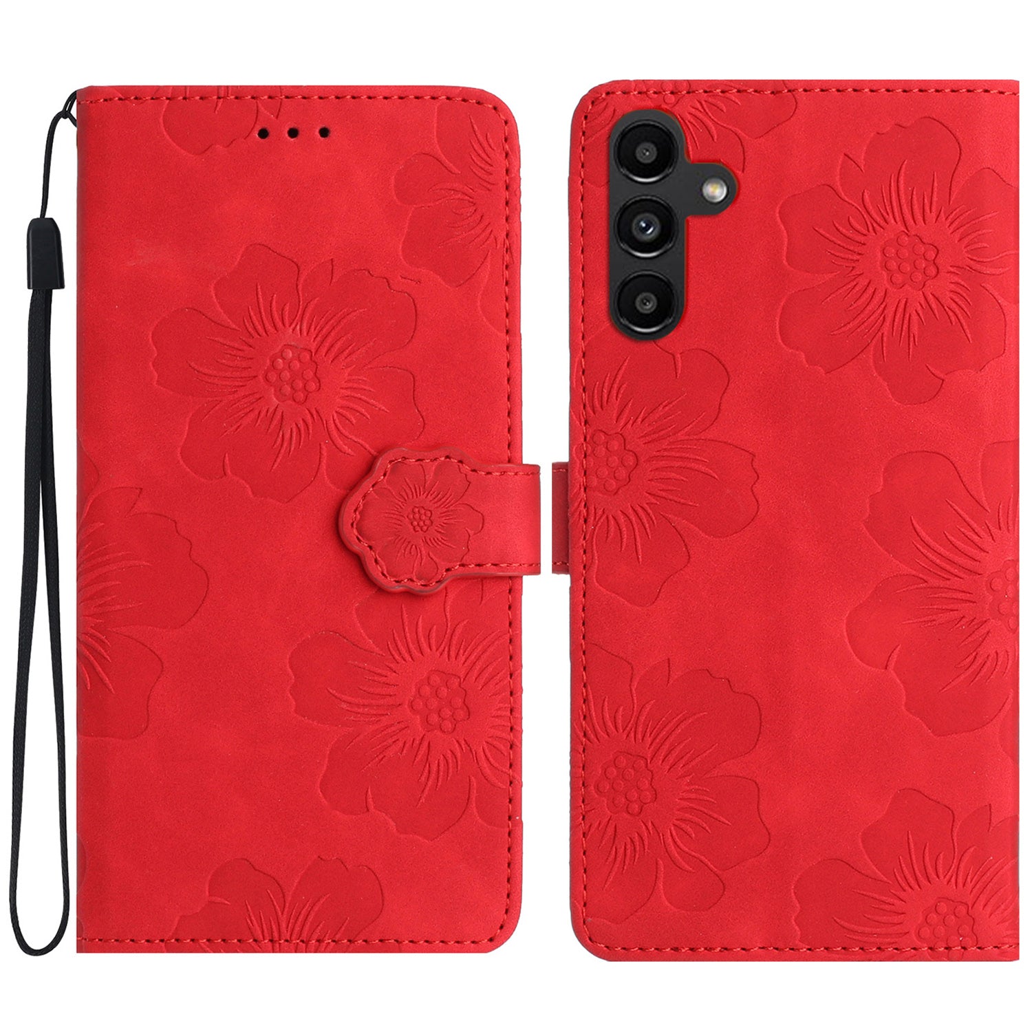 Flowers Imprinted Shell for Samsung Galaxy A13 5G Leather Phone Cover Wallet Stand Case with Strap Flowers Imprinted Shell for Samsung Galaxy A13 5G Leather Phone Cover Wallet Stand Case with Strap